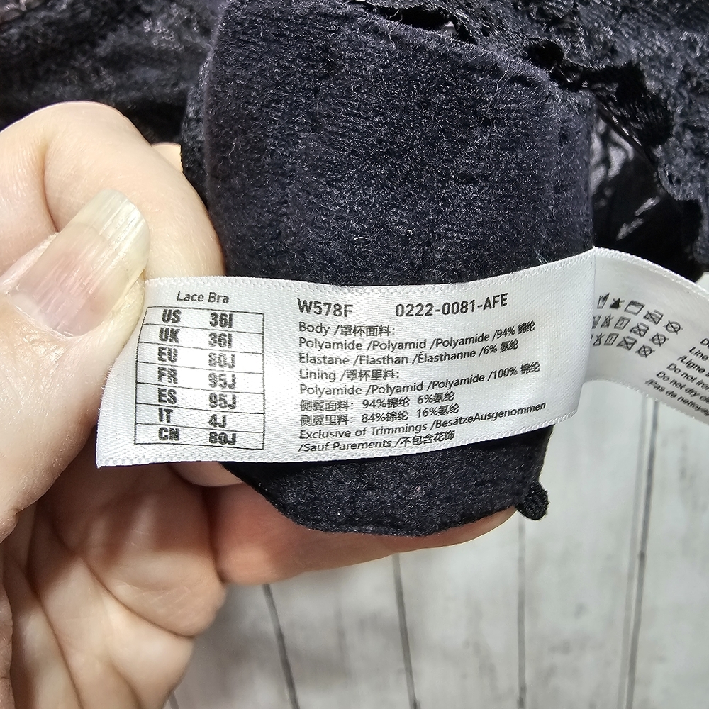 DELIMIRA W578 Women's Black Lace Minimizer Full Figure Bra Underwire Size 36I. - Picture 5 of 7